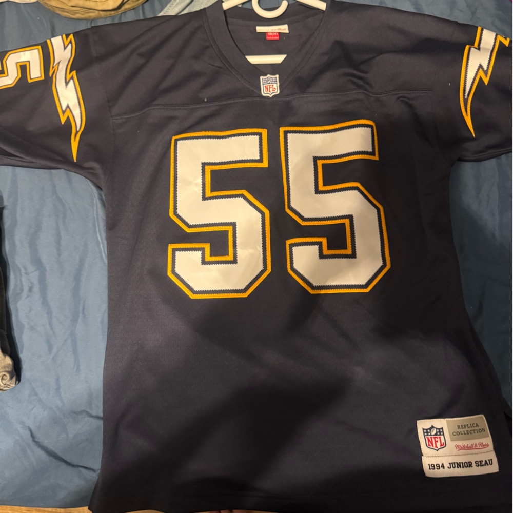 M Junior Seau San Diego Chargers Replica Mitchell & Ness Navy NFL Jersey